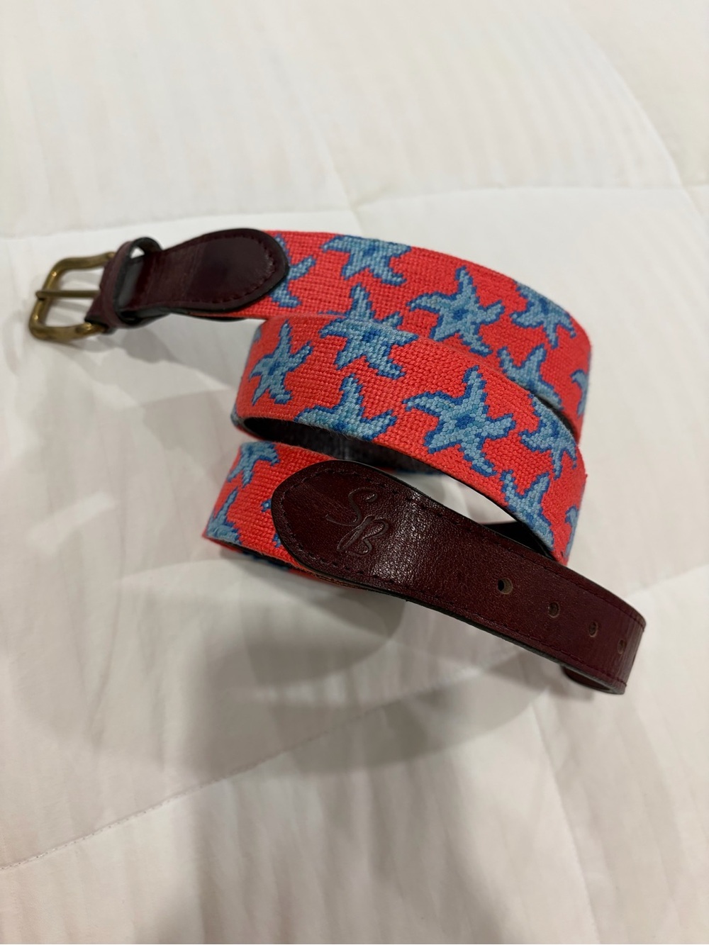 🔥 GRAIL 🔥 Smathers & Branson Watermelon Starfish Needlepoint Belt Sz 36